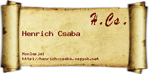 Henrich Csaba névjegykártya